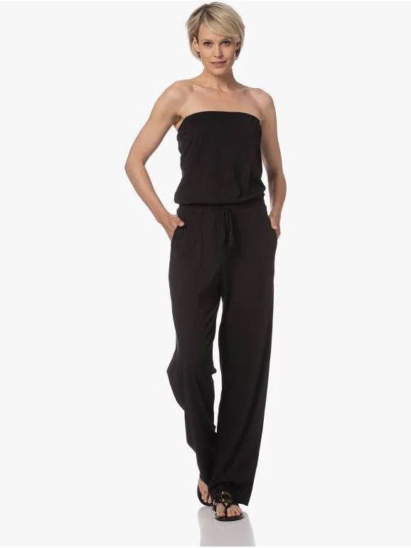 Michael Stars Black Strapless Drawstring-Waist Jumpsuit